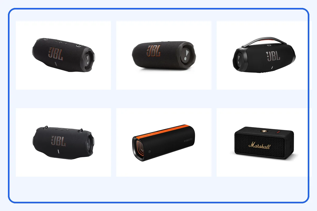 utvalg av bærbare Bluetooth-høyttalere